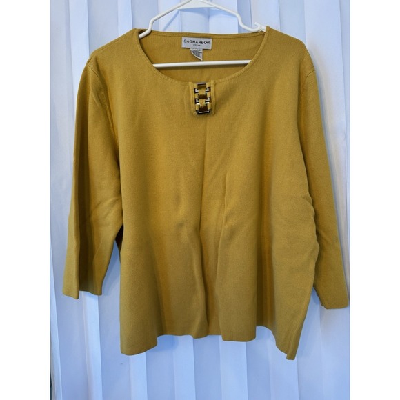 Sag Harbor Woman 2X Mustard‎ Pullover Sweater - Picture 1 of 16